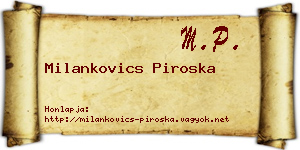 Milankovics Piroska névjegykártya